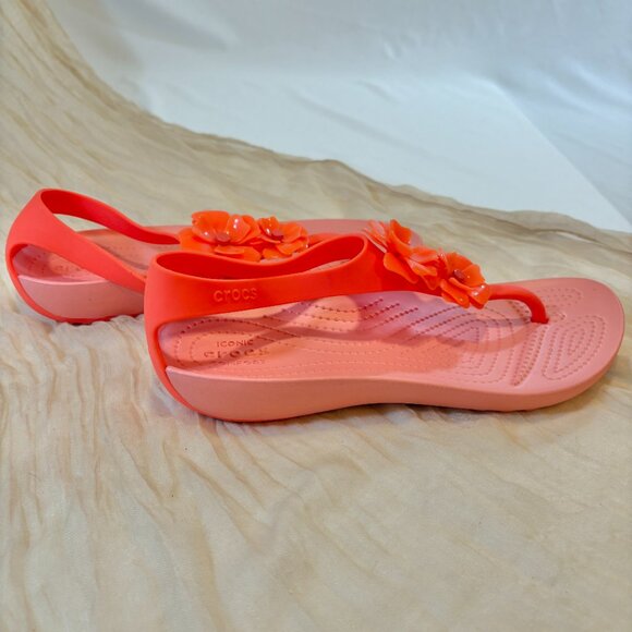Crocs Women's Serena Embellish Sandal/flip Flops Bright Coral Pink Size 9 W - Picture 5 of 9